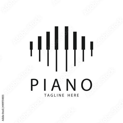 Piano Logo, Musical Instrument Vector, Design For Music Store, Piano Music Class