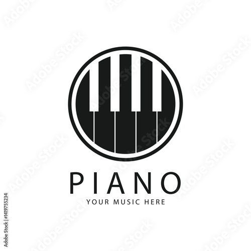 Piano Logo, Musical Instrument Vector, Design For Music Store, Piano Music Class