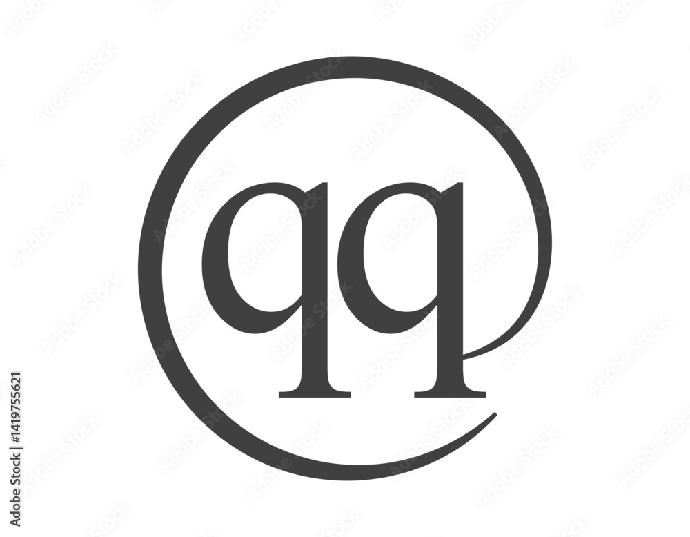 QQ logo from two letter with circle shape email sign style. Q and Q round logotype of business company QQ logo from two letter with circle shape email sign style. Q and Q round logotype of business company