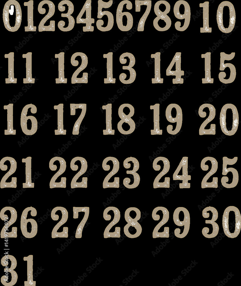 Vector calendar number and alphabet set Vector calendar number and alphabet set