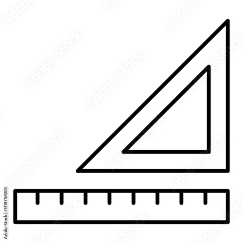 Triangle ruler thin line icon, geometry tool concept. Vector graphics. Measure tool sign on white background, linear style mobile or design.