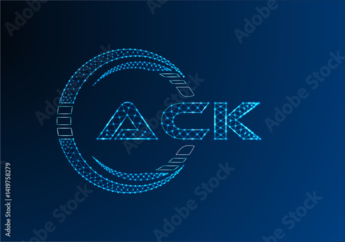 ACK low poly letter logo vector design. ACK lower poly logo design.