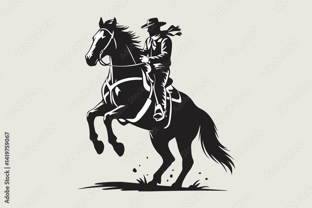 Naklejka premium cowboy black illustration vector