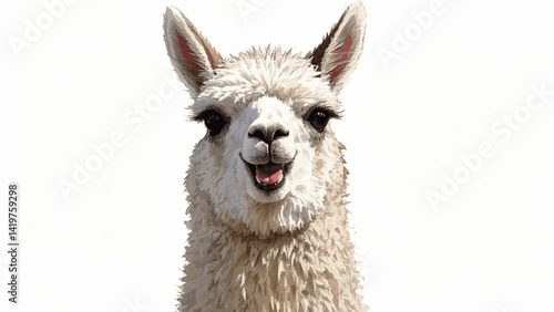 Woolen waves: alpaca dawn smile happy isolated watercolor vector illustration svg 