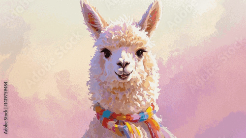 Alpaca and aquaflow smile happy isolated watercolor vector illustration svg 