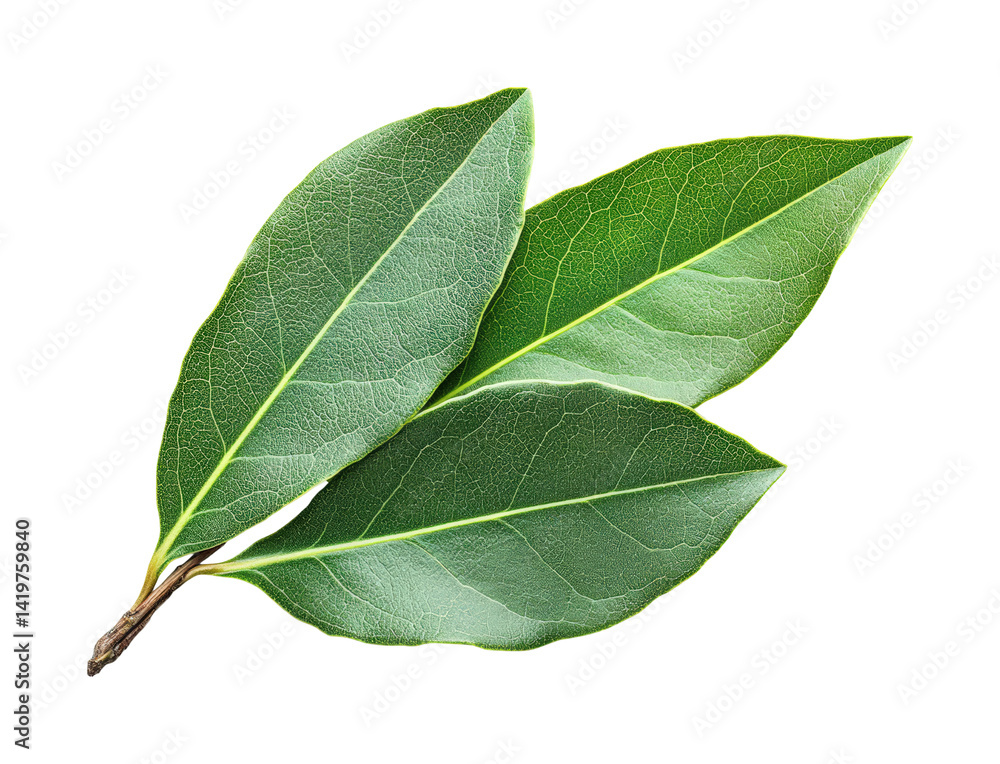 Obraz premium Harvesting fresh bay leaves garden culinary herbs outdoors isolated on transparent background