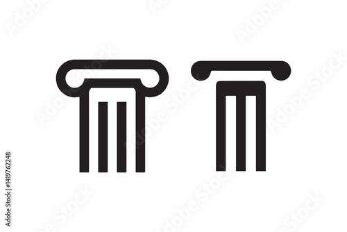 Ancient column icon in black silhouette Vector