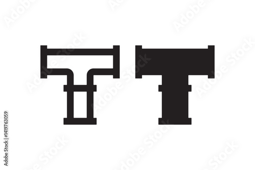 Steel I-beam icon in black silhouette Vector