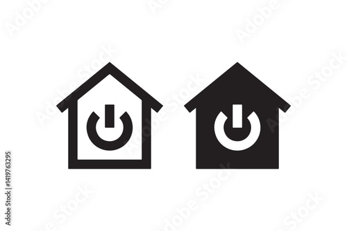 Smart home power icon in black silhouette Vector