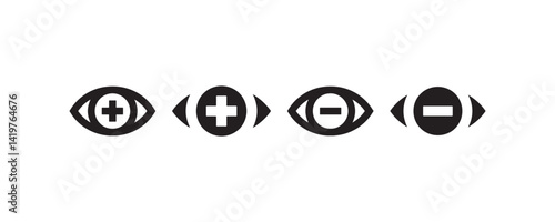 Vision correction icon set with plus and minus signs Vector