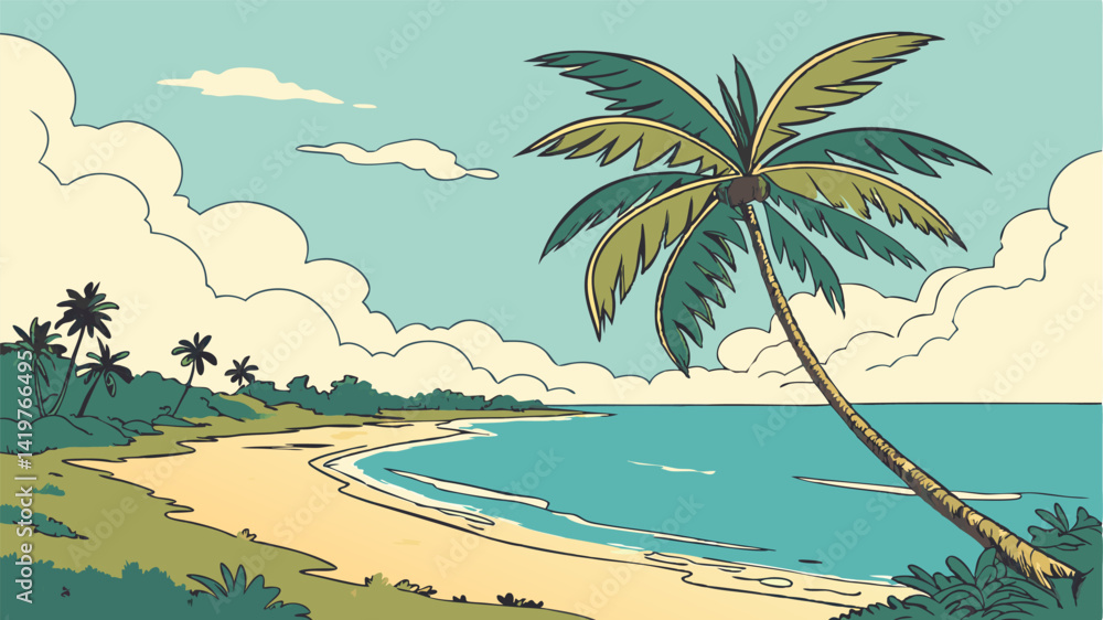 Fototapeta premium tropical beach with palm trees