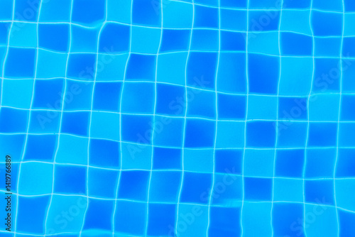 Blue tiles pattern. Classic seamless mosaic. Square swimming pool texture. 