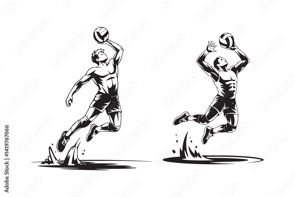 Obraz premium volleyball man illustration vector