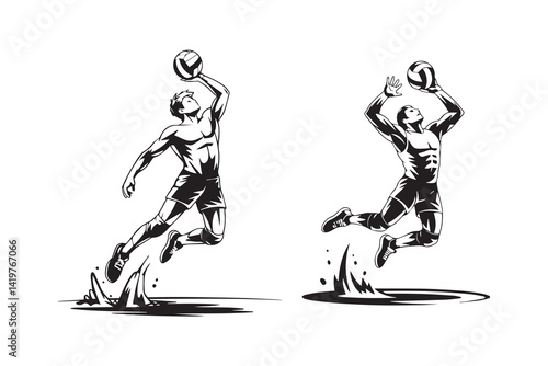 volleyball man illustration vector