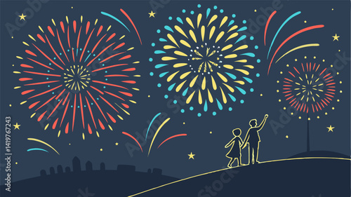 fireworks on the night sky