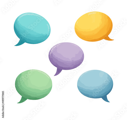 Colorful Watercolor Speech Bubbles on White