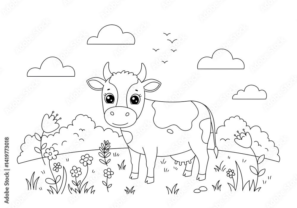 coloring page with a goat animal in the farm illustration coloring page with a goat animal in the farm illustration