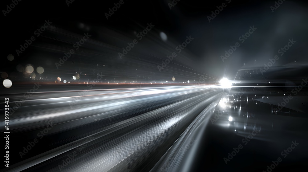Nighttime highway streaked with motion blur. Nighttime highway streaked with motion blur.