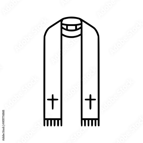 Christian scarf icon with crosses on a transparent background  