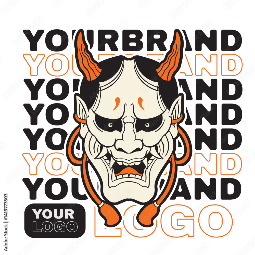Oni japanese devil mask, Vector illustration Oni japanese devil mask, Vector illustration
