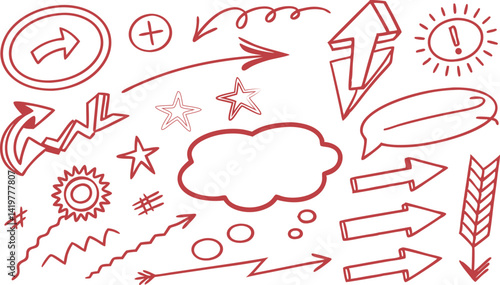 variety of whimsical shapes, crowns, stars, and abstract lines, all rendered in a stylish, consistent aesthetic. 