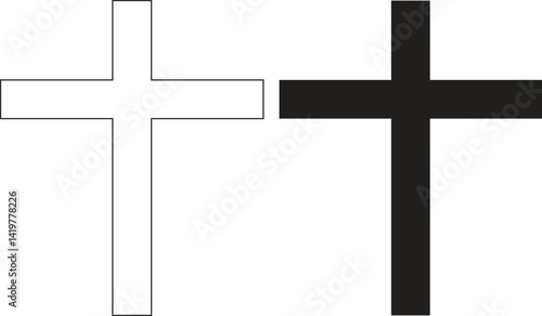 Christian Religion Cross Line Symbol
