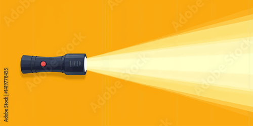Illuminating Flashlight on Orange Background
