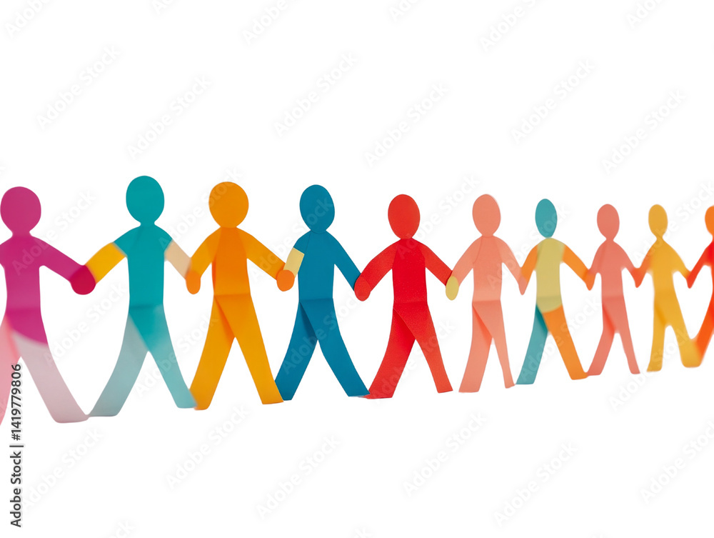 A group of people holding hands in a line A group of people holding hands in a line