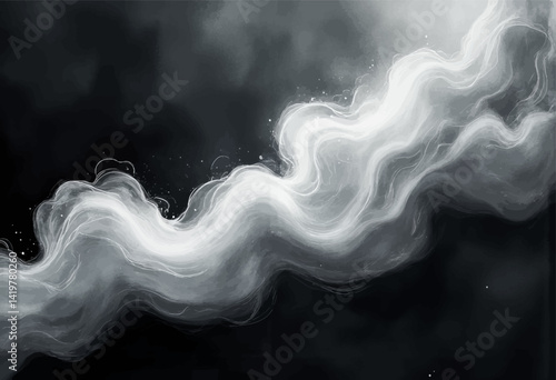 Monochrome abstract smoke-like wave with light trails