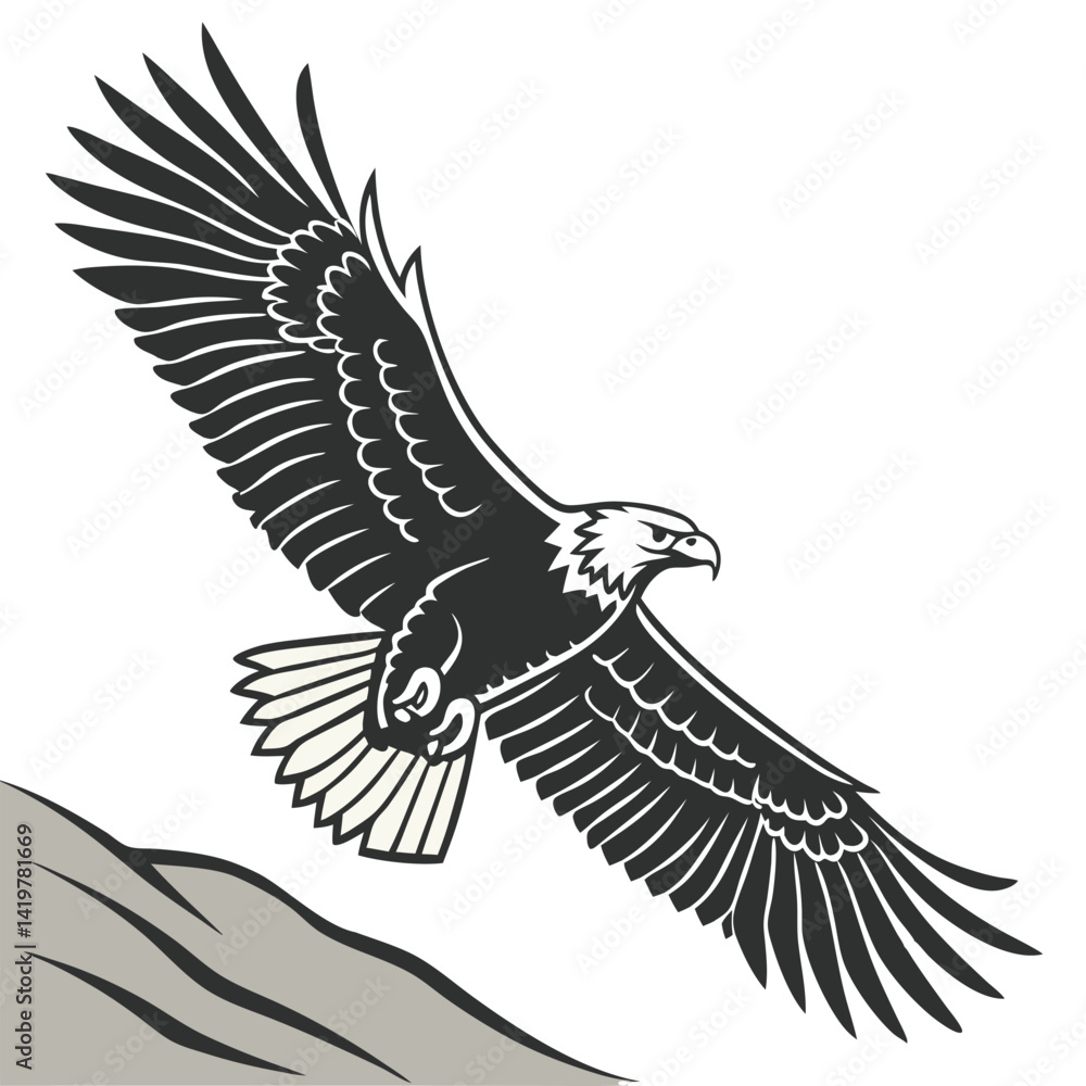 Obraz premium A vector style silhouette of a black eagle.eps