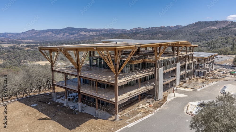 Elevated view of a large framework home s-3 - view shadows nature Elevated view of a large framework home s-3 - view shadows nature