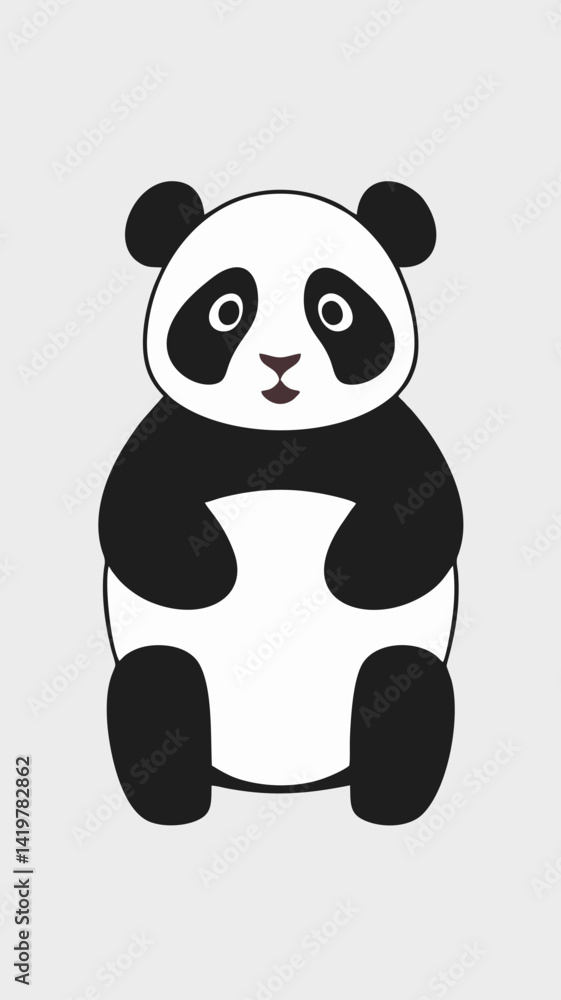 Fototapeta premium Cute panda vector, simple adorable design