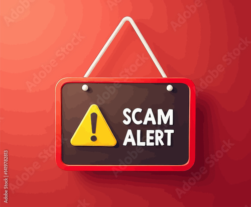 Red Scam Alert Sign with Yellow Triangle