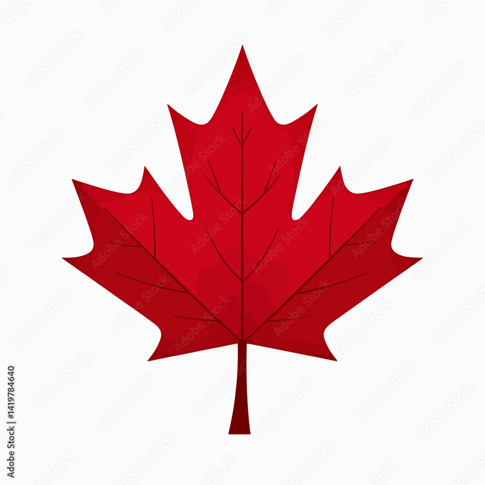 Naklejka premium Stylized red maple leaf on white background