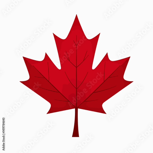 Stylized red maple leaf on white background