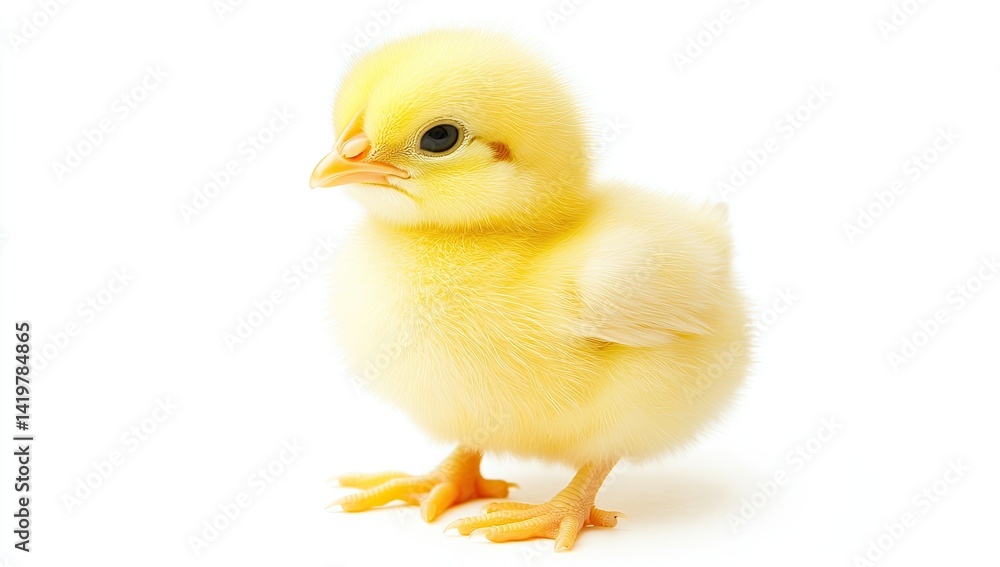 Obraz premium Fluffy chick on white