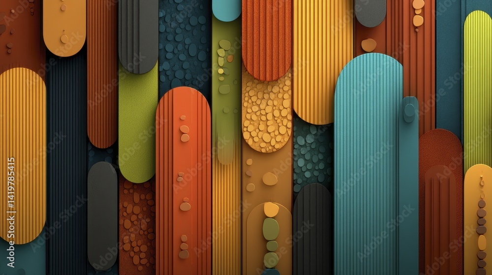 Fototapeta premium Vibrant rectangle shapes, colorful geometric background, abstract design - wallpaper graphic background