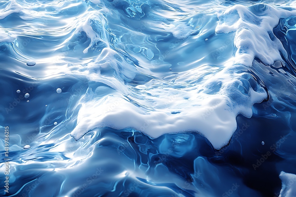 Foamy ocean waves with deep blue water abstract marine environment Foamy ocean waves with deep blue water abstract marine environment