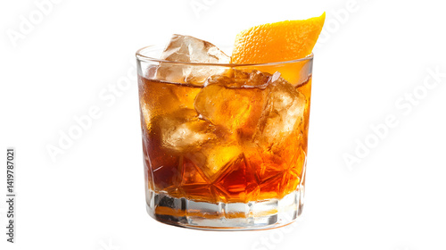 Classic Old Fashioned Cocktail on White Background for Professional Use