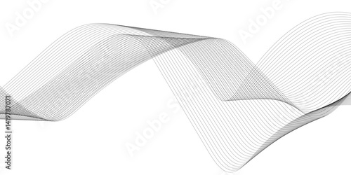 Abstract black lines wave curve motion on white background. Vector Illustration. Abstract line art vector. Hand drawn doodle line design for cover,poster, web, print and wall decoration.