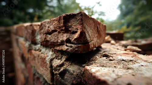 Wallpaper Mural Close-up of a weathered brick fragment in a crumbling wall. Torontodigital.ca