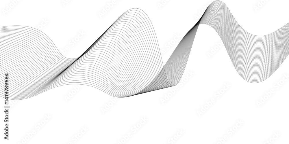 Fototapeta premium Abstract black lines wave curve motion on white background. Vector Illustration. Abstract line art vector. Hand drawn doodle line design for cover,poster, web, print and wall decoration.