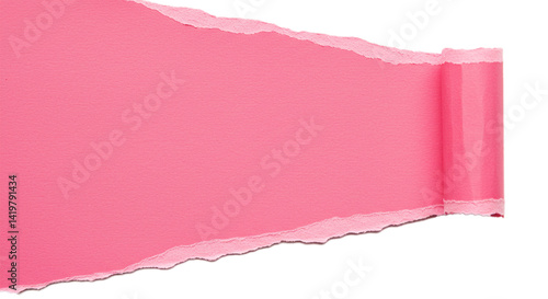 pink torn paper isolated on white background 