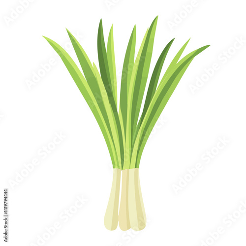 A Very Simple flat 2D icon lemongrass branch isolated on a white background, vector, flat design, vector, animation design, simple flat 2D icon, minimalist design, vector design