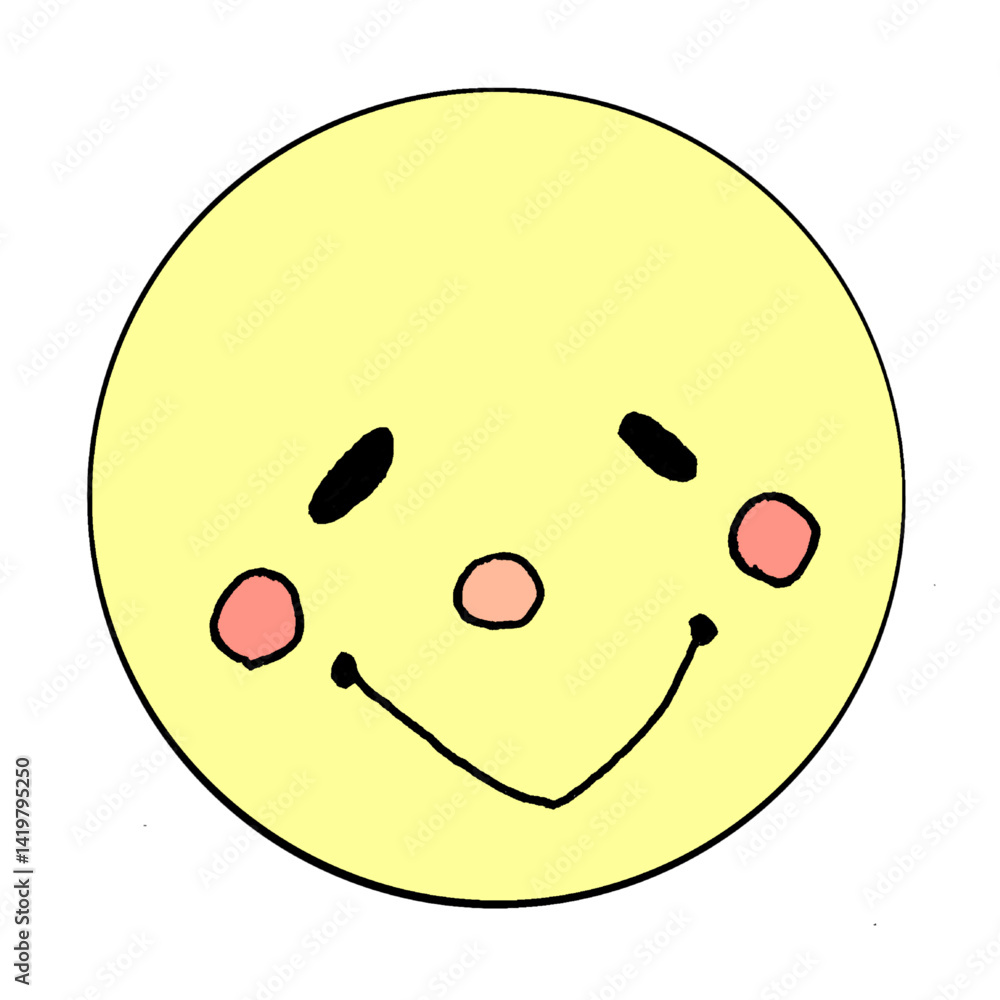 Fototapeta premium Hand-drawn blushing face icon - simple emotional expression illustration