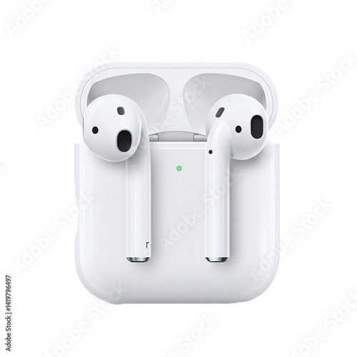 3D vector illustration of airpods,earphones isolated on white background 