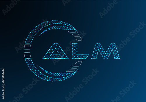 ALM low poly letter logo vector design. ALM lower poly logo design.