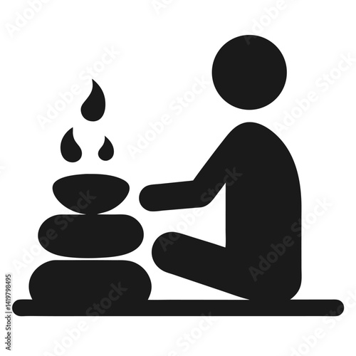 latin hot stone spa therapy silhouette icon