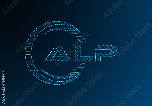 ALP low poly letter logo vector design. ALP lower poly logo design.