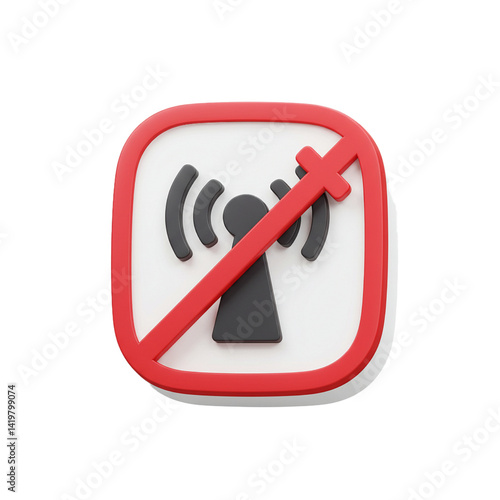 3D icon of no signal isolated on white  background 